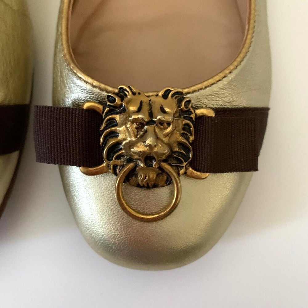 Lilly Pulitzer Lion Knock Knock Leather Ballet Flats‎ Shoes Gold Metallic 6 - Picture 2 of 9
